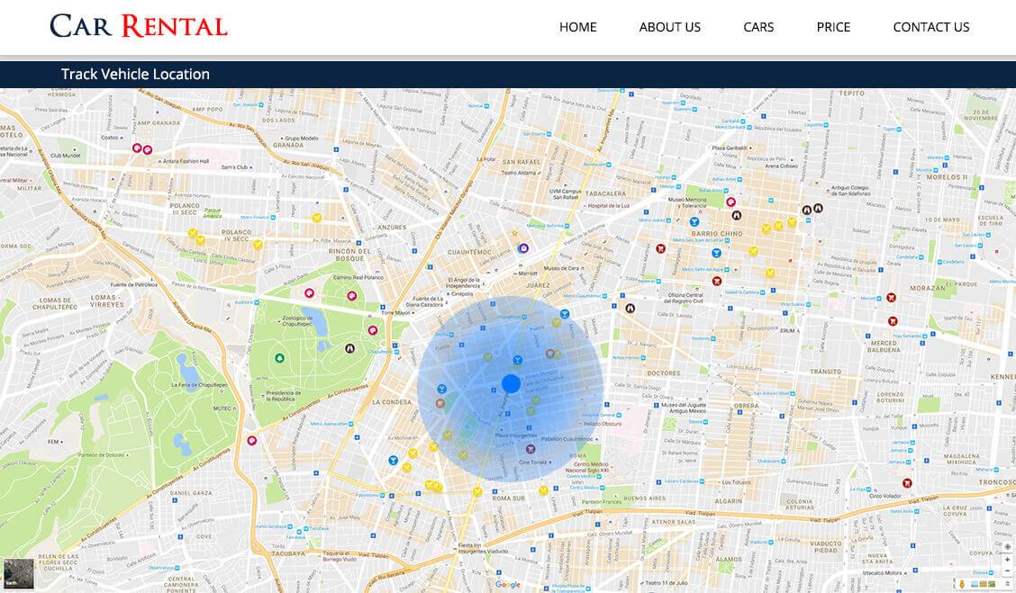 Car rental vehicle tracking map