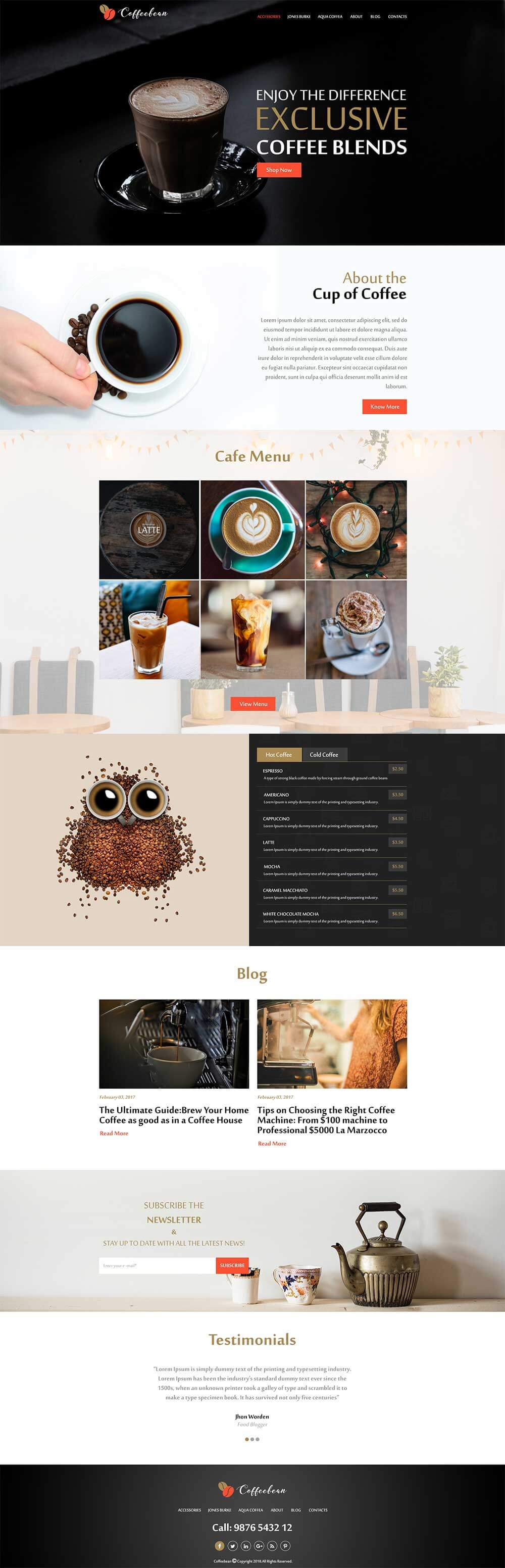 CoffeeBean Website Template