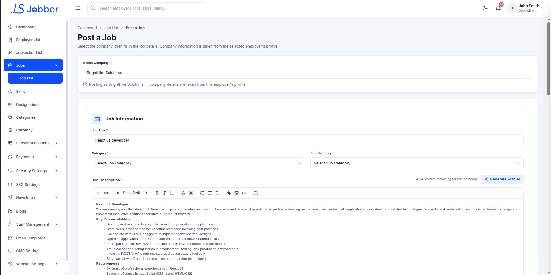 AI Job Description