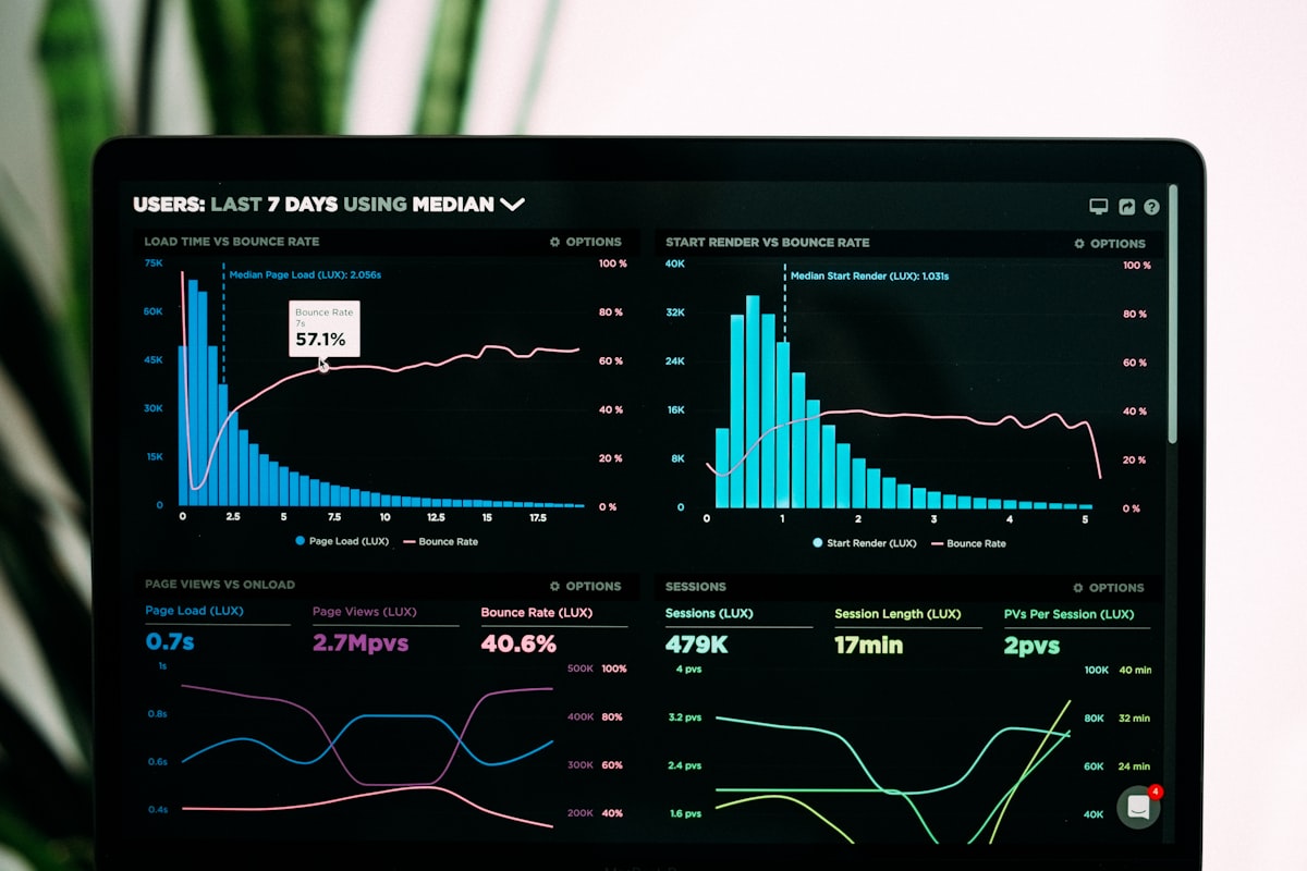 A website monitoring dashboard showing traffic and performance charts