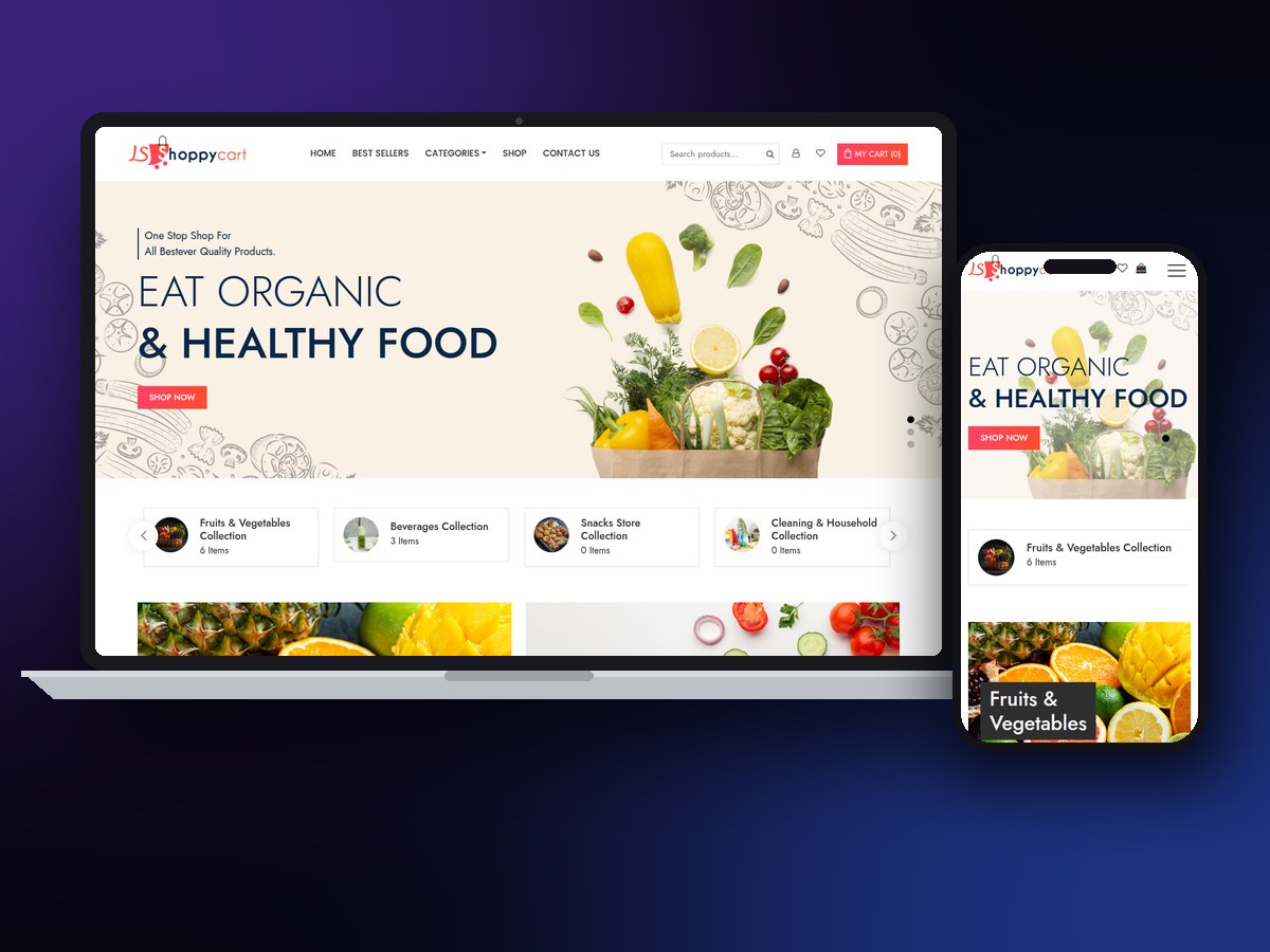 LogicSpice grocery store demo on a laptop and a phone